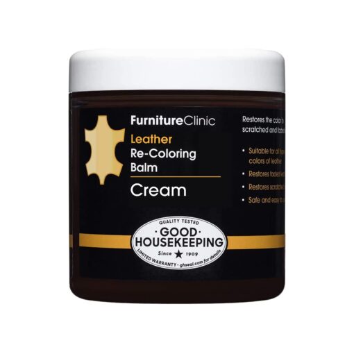 The Original Leather Recoloring Balm by Furniture Clinic - 16 Color Options - Leather Repair Kit for Furniture - Restore Couches, Car Seats, Clothing - Non-Toxic Leather Repair Cream (Cream)