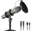 MAONO USB/XLR Podcasting Dynamic Microphone, Studio Mic Kit with Volume Control, Shock Mount, Pop Filter, Ideal for Vocal, Recording, Voice Over, Live Streaming (Gray) Gray