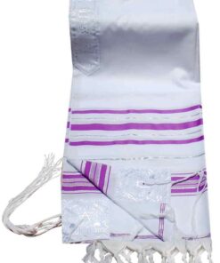 Talitnia Acrylic Tallit (Imitation Wool) Prayer Shawl 24L x 72 W Lavender & Silve