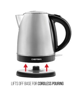 Chefman Stainless Steel Electric Kettle w/ 360° Swivel Base, Auto Shut Off & Boil Dry Protection, BPA-Free Interior and Cool-Touch Handle, 7+ Cup Capacity, 1.7 Liter, 1500W 38 61mW6gNvqHL