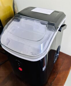 Kndko Nugget Ice Maker Countertop,34lbs/Day,Portable Crushed Ice Machine,Self Cleaning with One-Click Design & Removable Top Cover,Soft Chewable Pebble Ice Maker for Home Bar Camping RV,Black Basic 33lbs/day with pebble ice BLACK UPGRADE 1 31 61mXmg ce4L