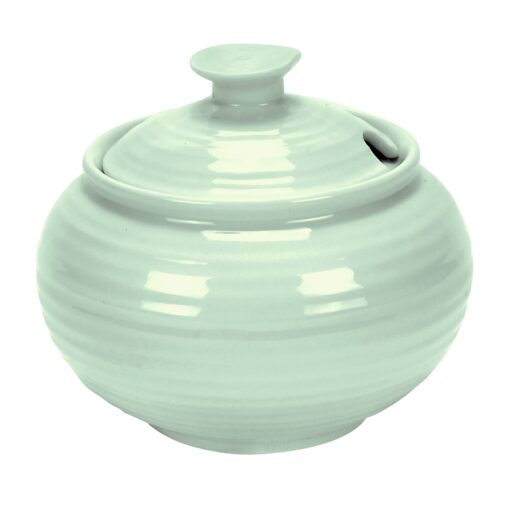 Portmeirion Sophie Conran Celadon Covered Sugar Bowl | 11 Oz Sugar Container | Sugar Jar for Coffee Bar, Home, and Kitchen Countertop | Made from Fine Porcelain