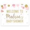 Andaz Press Blush Pink Gold Glitter Girl Baby Shower Party Collection, Personalized Party Sign, Welcome to Madison's Baby Shower, 8.5x11-inch, 1-Pack, Custom Name and Age Sign Baby Shower Custom 57 61ma3Y0bdoL