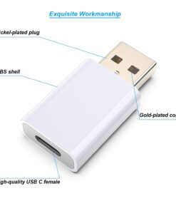 MOSWAG USB to USB C Adapter,Compatible with Apple MagSafe Watch 7/8/9/SE/Ultra,USB C Female to USB Male Adapter for iPhone 15 14 13 12 Mini Pro Max,iPad,Galaxy Note,Google Pixel 7 6 5 2 pack White 25 61mfAN5WwiL