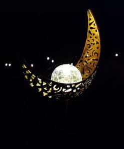 HOMEIMPRO Moon Solar Garden Lights Outdoor Stakes, Waterproof Crackle Glass Metal Decorative Lights for Lawn, Patio Accessories, Yard Decor, Christmas Gift (Bronze) 30 61mg6CoB57L