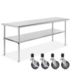GRIDMANN NSF Stainless Steel Work & Prep Table 60 x 30 Inches with Caster Wheels and Under Shelf for Restaurant, Home, Hotel 60 in Long x 30 in Deep 9 61mjnk28crL