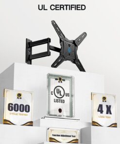 Pipishell Full Motion Articulating TV Wall Mount for 26-60 inch Flat or Curved TVs up to 77 lbs, Extension, Tilt, Swivel, Leveling, Max VESA 400x400mm, PIMF7 23 61mll E5GUL