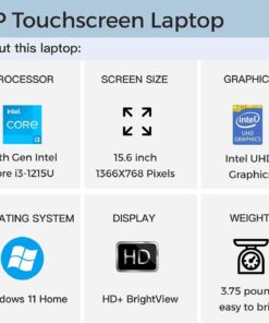 HP 2023 Newest 15.6" Touchscreen Laptop, 12th Gen Intel i3-1215U CPU (Up to 4.4GHz), 12GB RAM, 256GB SSD, 11 H Battery Life, Micro-Edge, Anti-Glare, Thin & Portable for Business, Win 11 Home S 12GB RAM | 256GB SSD 13 61mm6VT4hOL