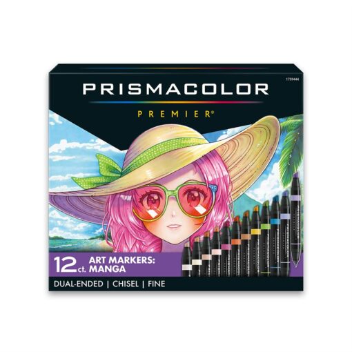 Prismacolor Premier Double-Ended Art Markers, Fine and Chisel Tip, Manga Colors, 12 Pack