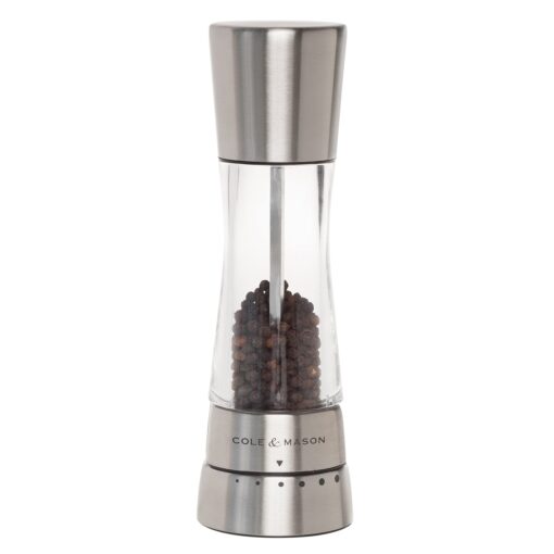 COLE & MASON Derwent Pepper Grinder - Stainless Steel Mill Includes Gourmet Precision Mechanism and Premium Peppercorns Pepper Mill