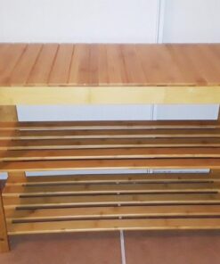 SONGMICS Shoe Rack Bench, 3-Tier Bamboo Shoe Storage Organizer, 11.3 x 27.6 x 17.8 Inches, Natural ULBS04N 40 61mpnaJ3dQL