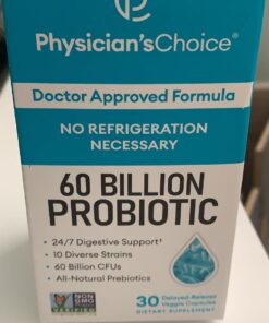 Physician's CHOICE Probiotics 60 Billion CFU - 10 Strains + Organic Prebiotics - Immune, Digestive & Gut Health - Supports Occasional Constipation, Diarrhea, Gas & Bloating - For Women & Men - 30ct 30 Count (Pack of 1) 38 61mqAxP8G8L
