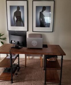 HOMELEGANCE Factory Metal Frame Writing Desk, Rustic Brown 30 61mt HKTHoL