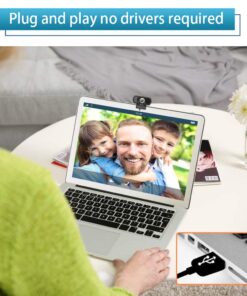 Webcam HD 1080P,Webcam with Microphone, USB Desktop Laptop Camera with 110 Degree Widescreen,Stream Webcam for Calling, Recording,Conferencing, Gaming,Webcam with Privacy Shutter and Tripod BLACK 23 61mtO8nnY7L