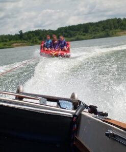 Airhead Big Mable Towable 1-2 Rider Tube for Boating and Water Sports, Heavy Duty Full Nylon Cover with Zipper, EVA Foam Pads, Patented Speed Safety Valve for Inflating & Deflating, Dual Tow Points 29 61mtStaA1cL