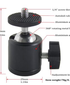 Alternative view of EXMAX 360 Degree Aluminum Alloy Body Rotating Swivel Mini Tripod Ball Head with 1/4" Screw Thread Base Mount for Lighter DSLR Camera Camcorder LED Light Bracket Hiking HTC Vive (Black) Black