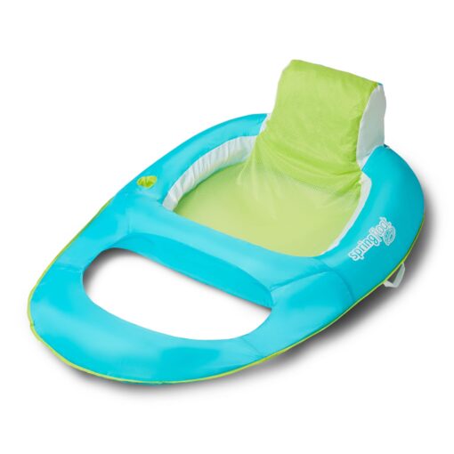 SwimWays Spring Float Recliner - Swim Lounger for Pool or Lake - Light Blue/Lime