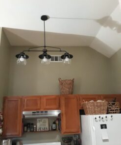 Globe Electric 64845 Nate 3-Light Pendant, Oil Rubbed Bronze, Clear Glass Shades, Bulb Not Included Without Bulb Oil Rubbed Bronze (3-Light) 51 61myOkwpnhL