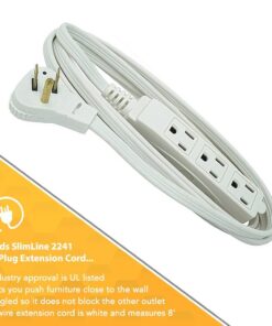 Woods SlimLine 2241 16/3 Flat Plug Indoor Extension Cord 8-Foot 3 Outlets Right Angled Plug Space Saving Design UL Listed 8 Foot (Pack of 1) 28 61mzFpK9p8L