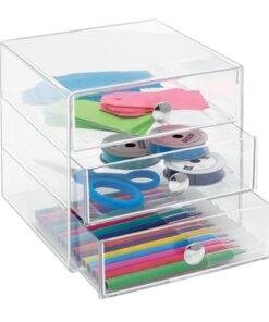 iDesign BPA-Free Plastic 3-Drawer Vanity Organizer - 6.5" x 6.5" x 6.5", Clear 36 61n0NUE1nL