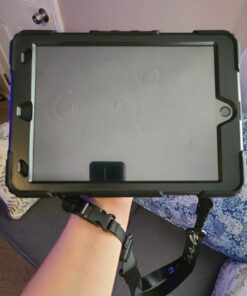 SEYMAC stock iPad 9th/ 8th/ 7th Generation Case 10.2’’, Shockproof with Screen Protector Pencil Holder 360° Rotating Hand Strap &Stand, for 10.2 inch 2021/2020/2019 (Black) Black+Back 62 61n4taTdEdL