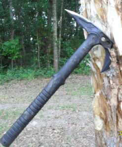 M48 Tactical Tomahawk Military Axe - Black Color | 3 ⅞” Cast Stainless Steel Combat Axe with Piercing Spike | Nylon Cord Wrapped Fiberglass Handle | Camping and Tactical Gear | 15” Length 50 61nCjYeIzqL