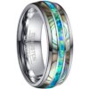 NUNCAD Mens Tungsten Ring Wedding Band 8mm Real Blue/Green Opal and Abalone Shell Tungsten Engagement Ring Comfort Fit Size 7-12 Marine Opal 7.5 3 61nH7hG8eL
