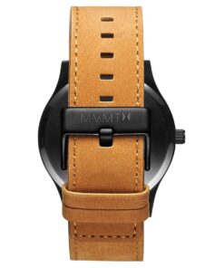 MVMT Classic Men's 45 MM Analog Black Tan Watch with Leather Strap 22 61nJVwEFAfL