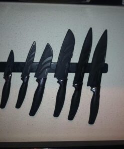 Chef Essential Carbon Steel Culinary Knife Set – 6-Piece Sharp Knife Set – Meat, Veggie, Bread Knife Set – Nonstick Chef Knife Cooking Knives – Professional Sharp Kitchen Knife Set Without Block Solid Black Set 27 61nLVtAFvwL