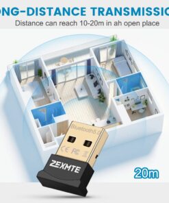 ZEXMTE USB Bluetooth Adapter 5.0 Bluetooth Dongle Bluetooth Receiver for PC Windows 10/8/7 for Desktop, Laptop, Mouse, Keyboard, Headsets, Speakers Black Gold 28 61nM WyVL