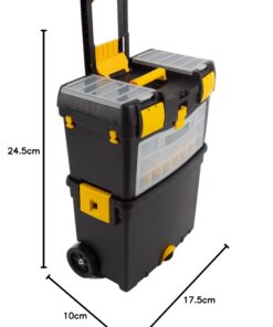 Rolling Tool Box with Wheels, Foldable Comfort Handle, and Removable Top – Toolbox Organizers and Storage by Stalwart 42 61nOB9i6sL