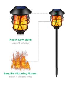 TomCare Solar Lights Metal Flickering Flame Solar Torches Lights Waterproof Outdoor Heavy Duty Lighting Solar Pathway Lights Landscape Lighting Dusk to Dawn Auto On/Off for Garden Patio Yard, 4 Pack Black 25 61nP1dbWsL
