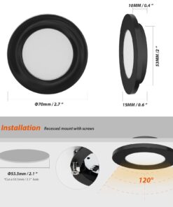 Dream lighting 12 Volt LED RV Lights Recessed Puck Lights - 2W Interior Ceiling Light for RV Trailer Boat - Warm White Black Shell Pack of 10 Pack 10 11 61nPwJBOVtL