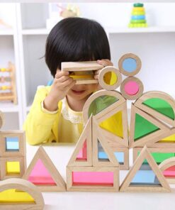 Agirlgle Wood Building Blocks Set for Kids 24 Pcs Rainbow Stacker Stacking Game Construction Toys Set Preschool Colorful Learning Educational Toys - Geometry Wooden Blocks for Boys & Girls 22 61nQFTkZe0L 1