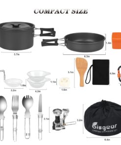 Bisgear 16pcs Camping Cookware Backpacking Stove Mess Kit – Camping Cooking Set - Camping Pots and Pans Set - Camping Accessories Equipment - Backpacking Supplies Survival Gear Black 35 61nRxaQEiCL