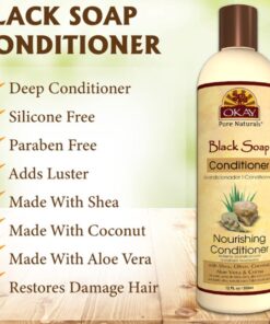 OKAY | African Black Soap Conditioner | For All Hair Types & Textures | Hydrate & Moisturize | With Shea, Olive, Coconut, Aloe Vera and Cocoa | Free of Parabens, Silicones, Sulfates | 12 oz 9 61nSS4W75rL