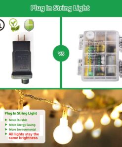 RaThun Globe String Lights 49 Feet 100 led,8 Modes Fairy Plug in Indoor String Lights for Bedroom,Classroom,Outdoor, Patio,Garden,Party,Wedding-Warm White 49.2ft string lights plug in 24 61nUVwwD7lL