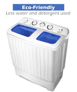 Giantex Portable Mini Compact Twin Tub Washing Machine 20lbs Washer Spain Spinner Portable Washing Machine, Blue+ White 32 61nWZq2FxHL