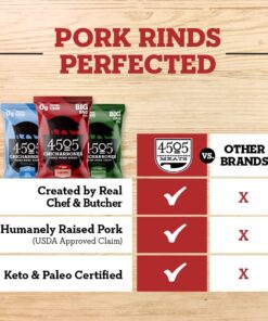 4505 Meats Classic Chili & Salt Pork Rinds, Gluten Free Chicharrones, Keto Certified, Family Size Bag, 14 Servings, 7 Ounces 24 61nXl8FmUpL