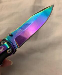 Wild Turkey Handmade Rainbow Frame with Black Overlay with Elk Cutout Knife Original version 36 61ndLxUAz2L