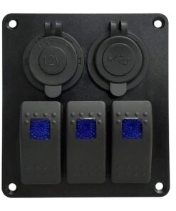 IZTOSS 3 Gang Rocker Switch Panel with Power Socket 3.1A Dual USB Wiring Kits and Decal Sticker Labels DC12V/24V for Marine Boat Car Rv Vehicles Truck Blue Led 3 Gang Blue LED 20 61njQ3LOFfS