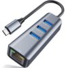 ABLEWE USB C to Ethernet Adapter, 4-in-1 RJ45 to USB-C/Thunderbolt 3 to Gigabit Ethernet LAN Network Adapter for MacBook Pro/Air 2021/2020/2019, iPad Pro 2021, Chromebook, XPS, Surface Book 3/2/Go Grey 13 61nk6QveybL