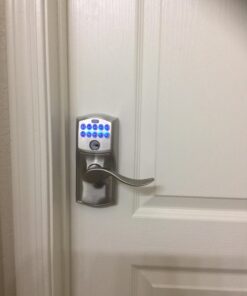 Schlage FE575 CAM 619 ACC Camelot Keypad Lock with Accent Lever, Auto-Lock, Electronic Keyless Entry, Satin Nickel Camelot Trim 18 61nlCEsIiXL