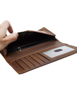 Compalo RFID Blocking Vintage Full Grain Leather Long Bifold Wallet for Men ID Cash Card Wallet Checkbook Credit Cards Holder Vintage Brown 19 61nljDbrnTS