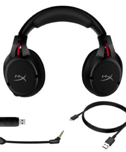 HyperX Cloud Flight - Wireless Gaming Headset, Long Lasting Battery up to 30 Hours, Detachable Noise Cancelling Microphone, Red LED Light, Comfortable Memory Foam, Works with PC, PS4 & PS5 Black, Red 35 61nmd0epMaL