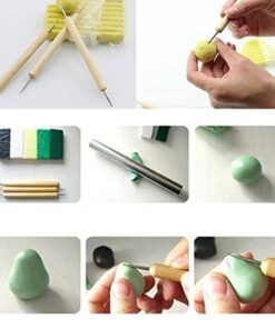 COMIART 3pcs Wood Ball Styluses Tool Set for Embossing Pattern Clay Sculpting Wax Polymer Dotting Tools 14 61nmpZCaalL