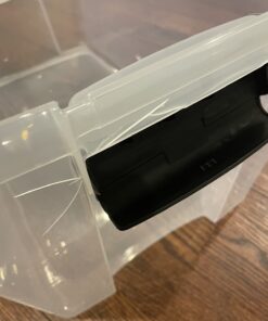 Sterilite 70 Qt Ultra Latch Box, Stackable Storage Bin with Latching Lid, Organize Clothes, Sport Gear in Basement, Clear with White Lid, 4-Pack 70 Quart 40 61nolkHclaL