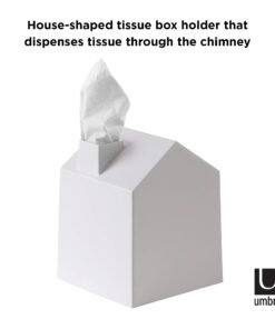 Umbra Casa Tissue Box Cover - Adorable House Shaped Square Tissue Box Holder for Bathroom, Bedroom or Office, White 32 61nrAXHzrjL