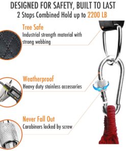 Tree Swing Hanging Straps Kit, Heavy Duty Holds 2200LBS 5FT Extra Long, with Safer Lock Snap Carabiners & Carry Pouch Bag 5 ft 23 61nxRTjxcOL
