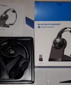 BRAMMAR Wireless Headset for Computer, Bluetooth Headset with Noise Cancelling Microphone for PC, 35H Lightweight USB Headset with Mute Button, Suitable for Remote Working/Call Center/Online Class 41 61o FnzV86L